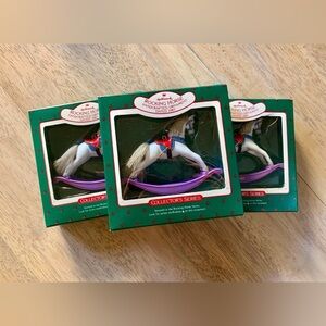 Hallmark Rocking Horse Collector’s Edition Holiday Ornaments 1987 (Set of 3)